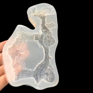 Princess style wedding carriage silicone mold with intricate wheel and floral patterns