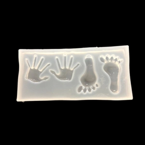 Silicone mold featuring tiny hand and foot print shapes for UV resin jewelry pendant making