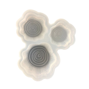 Three-hole silicone resin mold with radial flower petal texture and spiral design