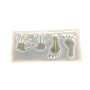 Silicone mold for DIY baby handprint and footprint resin pendants with 4 cavities