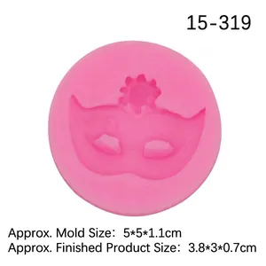 Pink silicone masquerade mask mold with crown detail for DIY fondant and clay crafts