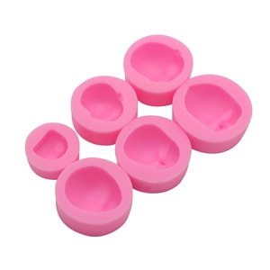 Set of 6 pink silicone face molds for DIY clay and fondant figure modeling