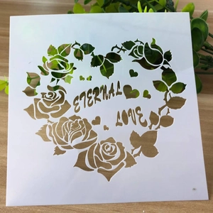 DIY heart rose stencil with Eternal Love text for scrapbooking and baking projects