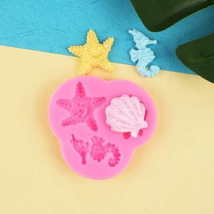 Marine Life Silicone Mold Seahorse Starfish Seashell Fondant Cake Decoration Mold DIY Baking Tools For Chocolate Candy