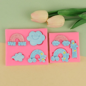 Rainbow and cloud silicone mold for DIY cake decorating and fondant baking