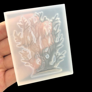 Square coral plant pattern silicone mold for DIY resin and fondant projects