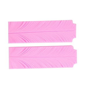 Set of two pink leaf texture silicone molds for fondant cake decorating and DIY clay crafts