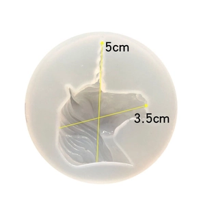 Unicorn silicone mold for resin craft DIY showing 5cm height and 3.5cm width dimensions