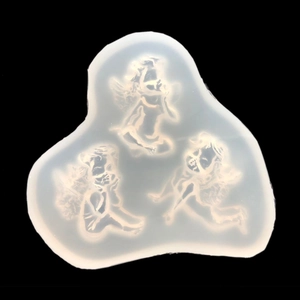 Three-cavity translucent angel silicone mold for resin craft and DIY jewelry making