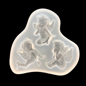 Three-cavity translucent silicone angel mold for fondant DIY jewelry and resin craft