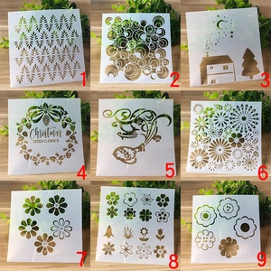 Square PE Painting Stencils For DIY Art Graffiti Hollow Drawing Template Leaf Floral Heart Christmas Design Stencils For School Office Scrapbooking