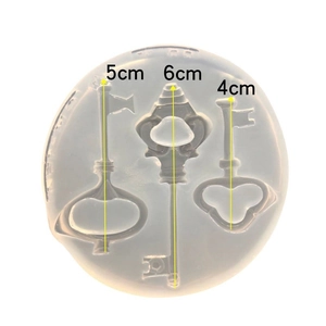 Silicone key mold for resin pendants featuring three vintage styles in 4cm, 5cm, 6cm