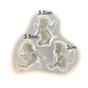 Set of 3 angel-shaped silicone molds for DIY resin crafts with size measurements