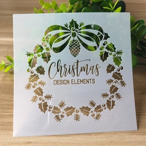 White square plastic Christmas wreath drawing stencil for DIY crafts and art decoration
