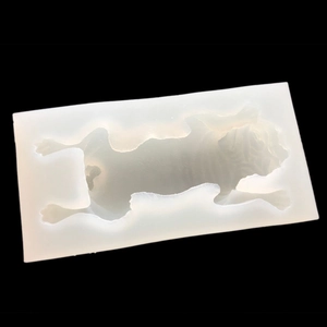 Macro view of white silicone Shar-Pei dog cake mold with detailed 3D texture details