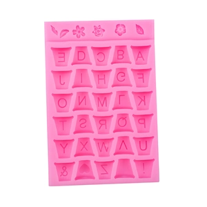 Pink silicone alphabet mold for flower pot DIY baking and fondant chocolate crafts