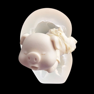 Moule en silicone 3D pour mousse de porc avec modèle de gâteau de petit cochon endormi