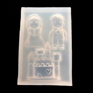DIY silicone mold for epoxy resin with wedding couple and heart castle shapes