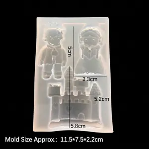 DIY silicone mold for prince, princess and castle crystal resin pendant making