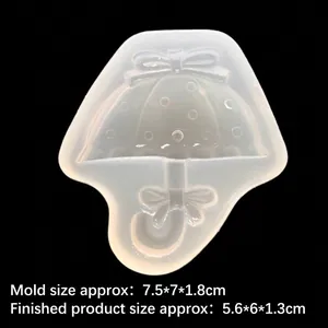3D umbrella silicone mold for resin pendants featuring intricate polka dot and bow details