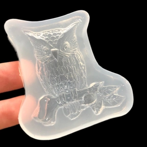 Stampo in silicone a forma di gufo 3D per resina UV con trame di piume dettagliate per DIY