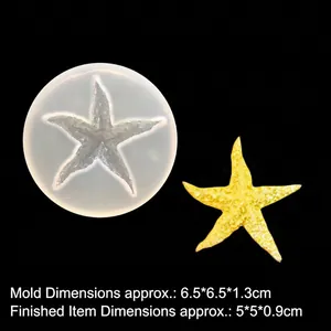 Starfish shaped silicone mold for DIY resin casting including finished yellow sample
