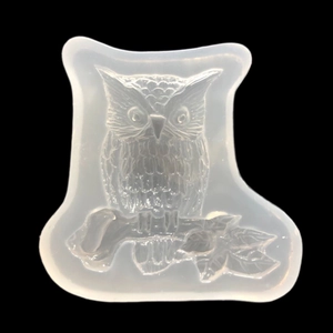 Stampo in silicone a forma di gufo per resina con dettagli di piume e rami per fai-da-te
