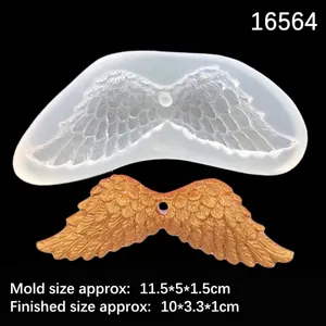 Moule en silicone pour ailes d'ange en résine époxy DIY avec exemples de pièces dorées