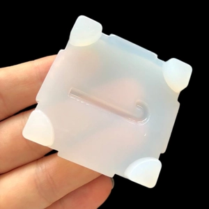 Handheld square 3D umbrella silicone mold with J-shaped groove and glossy finish for UV resin