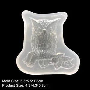 Stampo in silicone a forma di gufo 3D per resina UV ed epossidica con dettagli di rami