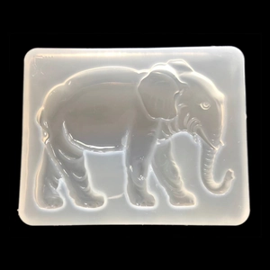 Detailed close-up of a translucent elephant silicone mold for DIY resin art jewelry