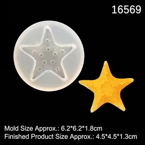 Translucent starfish silicone mold with dimensions 6.2x1.8cm for resin and clay crafts