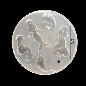 Silicone mermaid and dolphin resin mold for DIY jewelry and phone case pendants