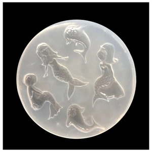 Silicone mold featuring mermaid and dolphin shapes for DIY resin and clay jewelry making