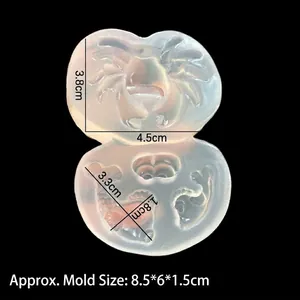 Silicone resin mold for sea creatures like dolphins and crabs with size dimensions