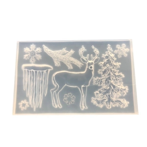 Silikonform mit Weihnachtsrentier, Schneeflocken und Eiszapfen für Fondant und Harz-Basteln