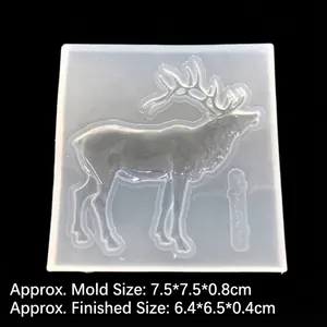 DIY geometric reindeer silicone mold for epoxy resin and clay crafting, 7.5x7.5cm size