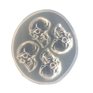 DIY Halloween skull silicone mold for crystal resin with 4 transparent skull cavities