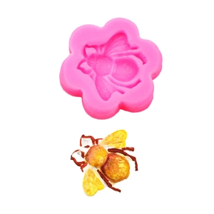 Silicone flower mold with bee relief for DIY fondant cake decorating and chocolates