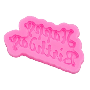 Rosa Silikonform Happy Birthday für DIY Schokolade und Kuchendekorationen