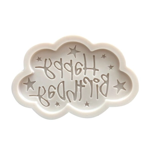 Cloud-shaped Happy Birthday silicone mold for DIY cake toppers and fondant crafts