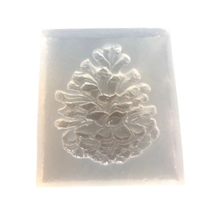 Translucent square silicone mold with detailed 3D pinecone pattern for resin and clay