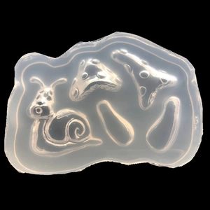 Transparent mushroom and snail silicone mold for DIY resin jewelry making and pendants