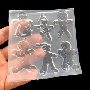 Moule en silicone à 6 cavités bonhomme de pain d'épices pour pâtisserie de Noël et argile