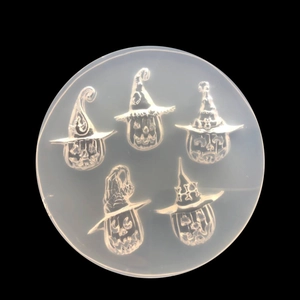 5-cavity Halloween pumpkin silicone mold for DIY crafts and resin jewelry pendants