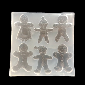 Vue détaillée du moule en silicone pour pain d'épices de Noël avec 6 cavités