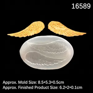 Silicone angel wing mold for resin crafting with two-piece wing design and clear texture