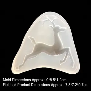 Moule en silicone renne translucide pour résine DIY avec dimensions détaillées