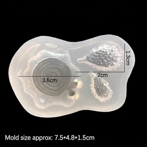 3D hedgehog and tree stump silicone mold for DIY resin crafts and clay jewelry