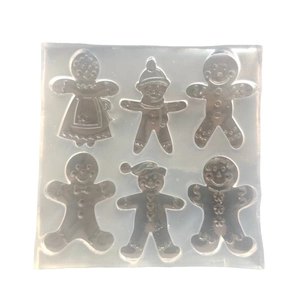 Moule en silicone 6 cavités bonhomme en pain d'épices pour fondant et résine DIY
